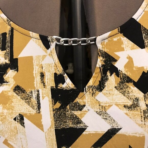 ALFANI Tunic. Bust 41" M-L"? Abstract. Scoop Neck w Chain. 3/4 Sleeve. Lined B11 - Picture 2 of 5